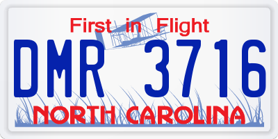 NC license plate DMR3716
