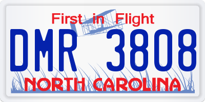 NC license plate DMR3808