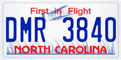 NC license plate DMR3840