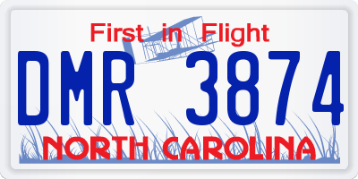 NC license plate DMR3874