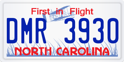NC license plate DMR3930