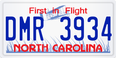 NC license plate DMR3934