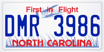 NC license plate DMR3986