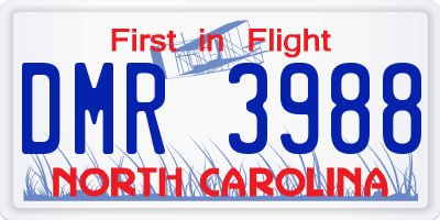 NC license plate DMR3988