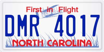 NC license plate DMR4017
