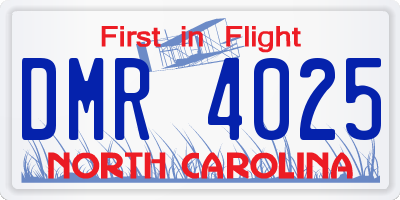 NC license plate DMR4025
