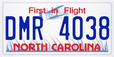 NC license plate DMR4038