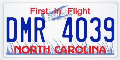 NC license plate DMR4039