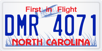 NC license plate DMR4071