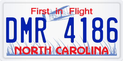 NC license plate DMR4186