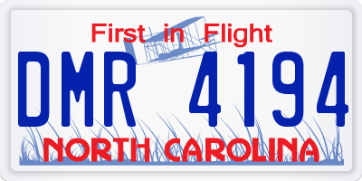 NC license plate DMR4194