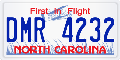 NC license plate DMR4232