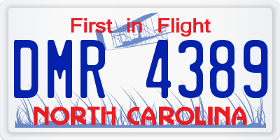 NC license plate DMR4389