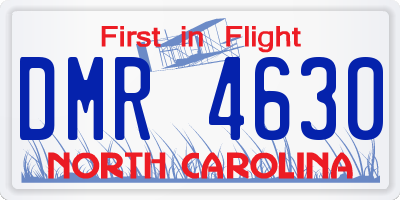 NC license plate DMR4630