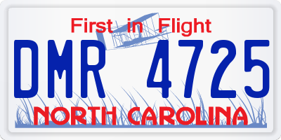 NC license plate DMR4725