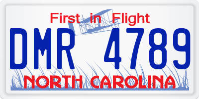 NC license plate DMR4789