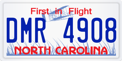 NC license plate DMR4908