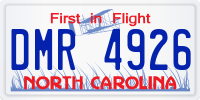NC license plate DMR4926