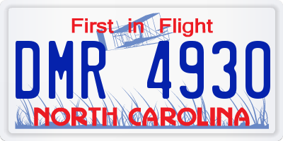 NC license plate DMR4930