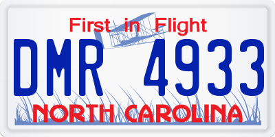 NC license plate DMR4933