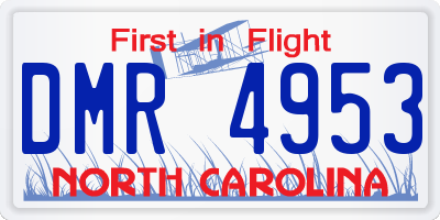 NC license plate DMR4953