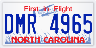 NC license plate DMR4965