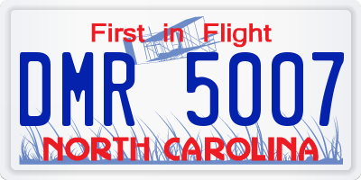 NC license plate DMR5007