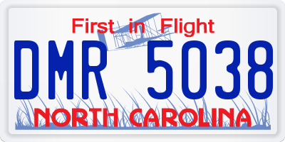 NC license plate DMR5038