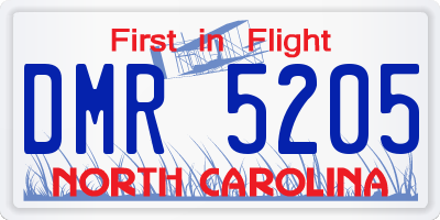 NC license plate DMR5205