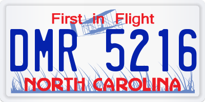 NC license plate DMR5216