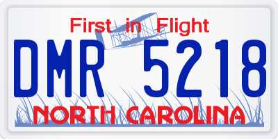 NC license plate DMR5218