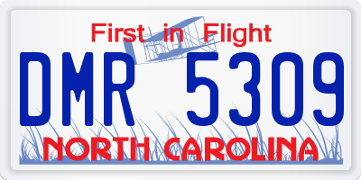 NC license plate DMR5309