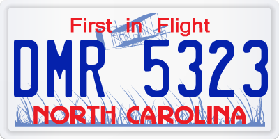 NC license plate DMR5323