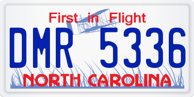 NC license plate DMR5336