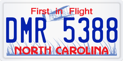 NC license plate DMR5388