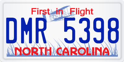 NC license plate DMR5398