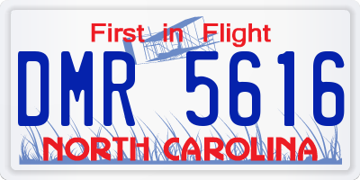 NC license plate DMR5616