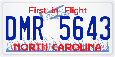 NC license plate DMR5643