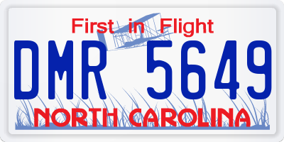 NC license plate DMR5649