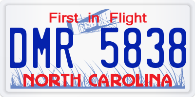 NC license plate DMR5838