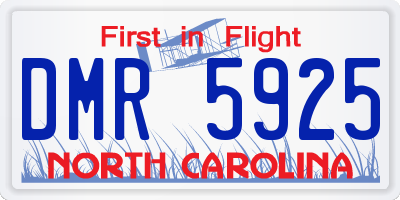 NC license plate DMR5925