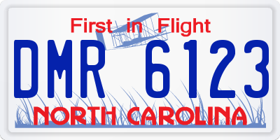 NC license plate DMR6123