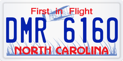 NC license plate DMR6160