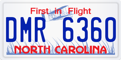 NC license plate DMR6360