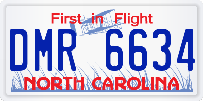 NC license plate DMR6634