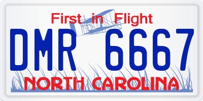 NC license plate DMR6667