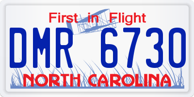 NC license plate DMR6730