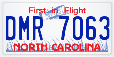 NC license plate DMR7063