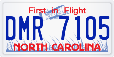 NC license plate DMR7105