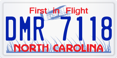 NC license plate DMR7118